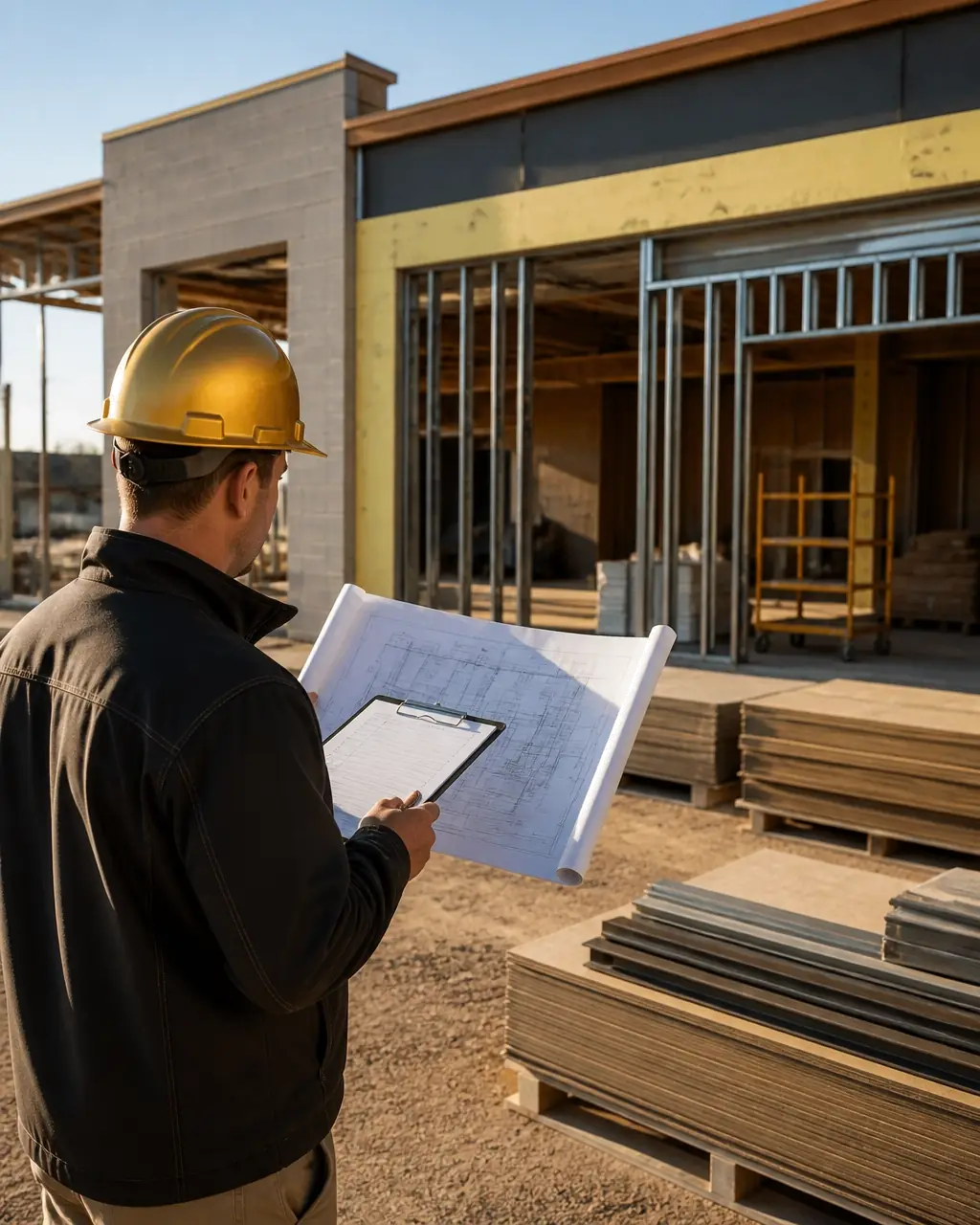 Editorial illustration showing construction documents, utility plans, and schedule coordination