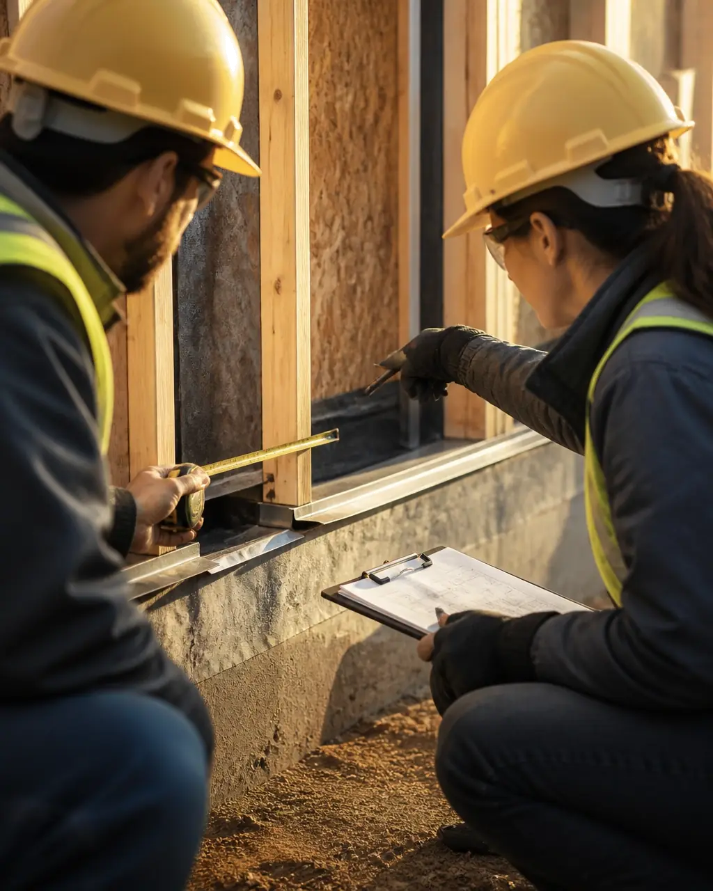 Illustrative quality assurance review of a marked-up structural detail at a construction work surface